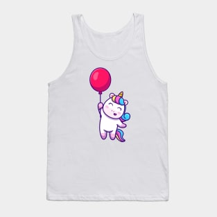 Cute Unicorn Floating With Balloon Tank Top